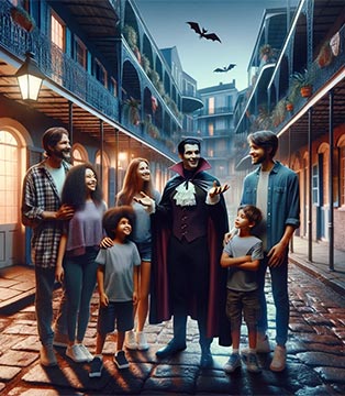 A family on a Vampire Tour in New Orleans